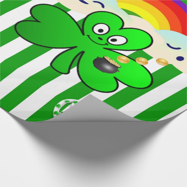 St. Patrick's Day Geschenkpapier Kleeblatt (Ecke)