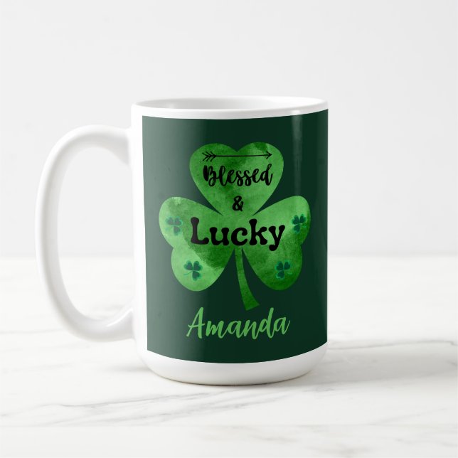 St. Patrick's Day Gesegnet und glückliche Tasse (Links)