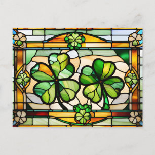 St. Patrick's Day Gesteinigtes Glas Lucky Kleeblat Feiertagspostkarte