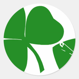 St Patrick's Day - Get Lucky 3 + 1 leaves = 4 Runder Aufkleber