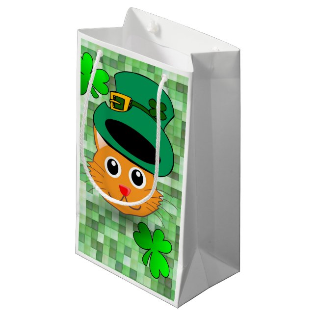 St. Patrick's Day Gift Bag Cat Kleine Geschenktüte (Vorderseite Schrägansicht)