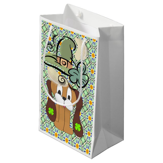 St. Patrick's Day Gift Bag Dog Kleine Geschenktüte (Vorderseite Schrägansicht)