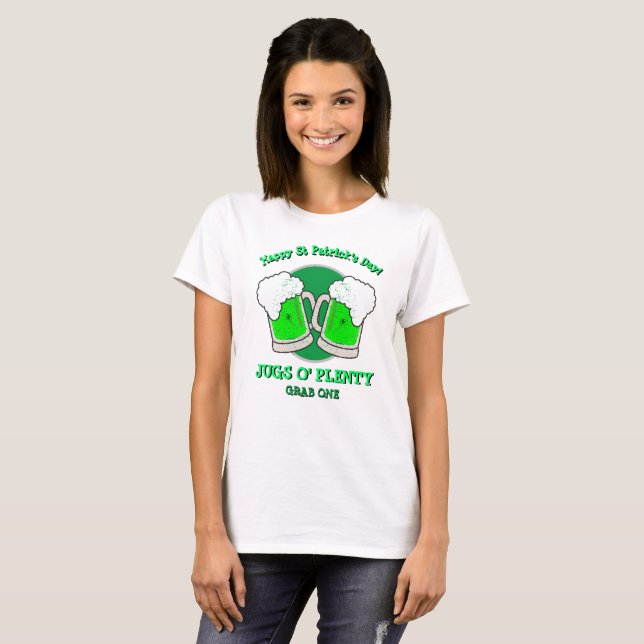 St Patrick's Day Gift Novelty JUGS O' PLENTY T-Shirt (Vorne ganz)