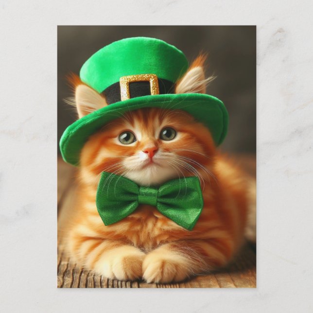 St. Patricks Day Ginger Kitten Postkarte (Vorderseite)