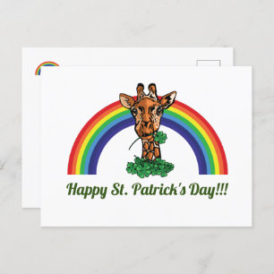 St. Patricks Day Giraffe und Rainbow Postcard Postkarte