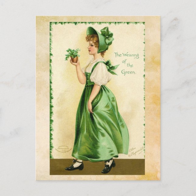 St. Patrick's Day Girl in Green Postcard Postkarte (Vorderseite)