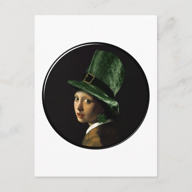 St. Patrick's Day - Girl mit dem Kleeblatt Postkarte (Vorderseite)