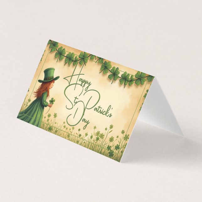 St. Patrick's Day Girl mit Kleeblättern (Vorderseite)