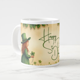 St. Patrick's Day Girl mit Kleeblättern Jumbo-Tasse
