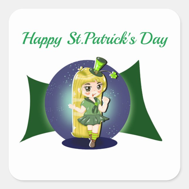 St. Patrick's Day Girl Sticker (Vorderseite)