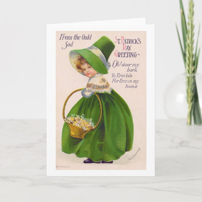 St. Patrick's Day Girl, Vintag Karte (Vorderseite)