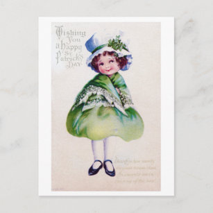 St. Patrick's Day Girl, Vintag Postkarte