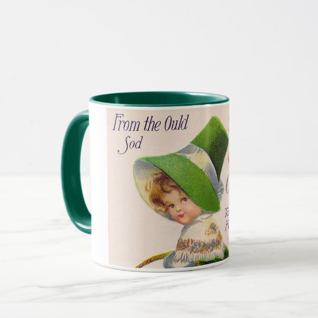St. Patrick's Day Girl, Vintag Tasse (Vorderseite Links)
