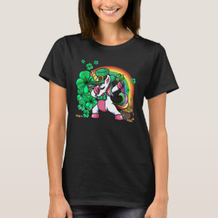 St Patricks Day Girls Dabbing Unicorn Leprechaun L T-Shirt