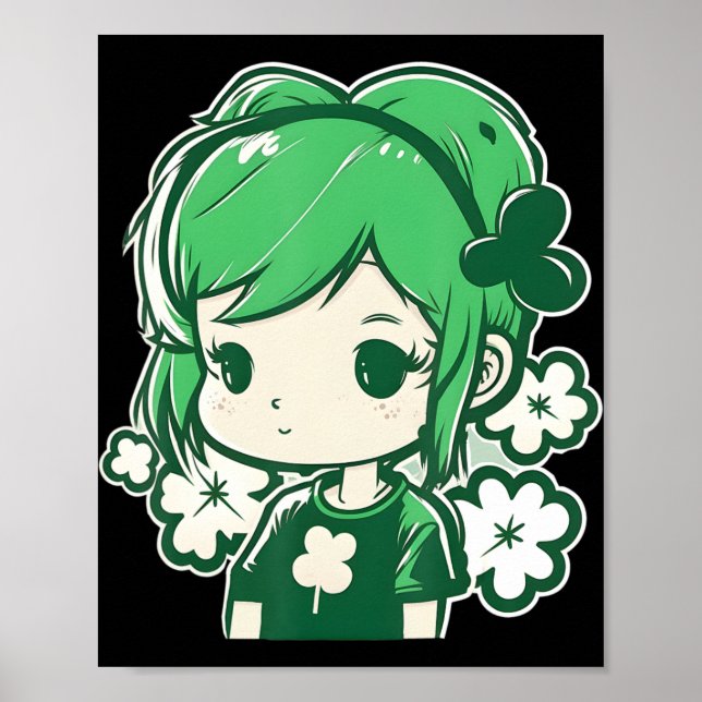 St Patricks Day Girls Kleeblatt Niedlich Girls Poster (Vorne)