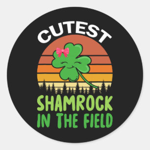 St Patricks Day Girls Kleinkind Niedliches Kleebla Runder Aufkleber
