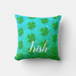 St Patrick's Day Glittery Blue Green Kleeblatt Lea Kissen