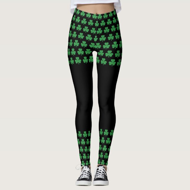 St. Patrick's Day Glitzer Kleeblatt Cutout Leggings (Vorderseite)