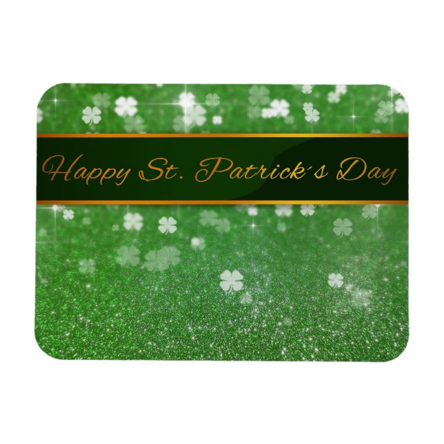 St. Patrick's Day Glitzer Kleeblatt Magnet (Horizontal)