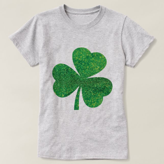 St. Patrick's Day Glitzer Kleeblatt T-Shirt - F (Design vorne)