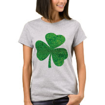 St. Patrick's Day Glitzer Kleeblatt T-Shirt - F