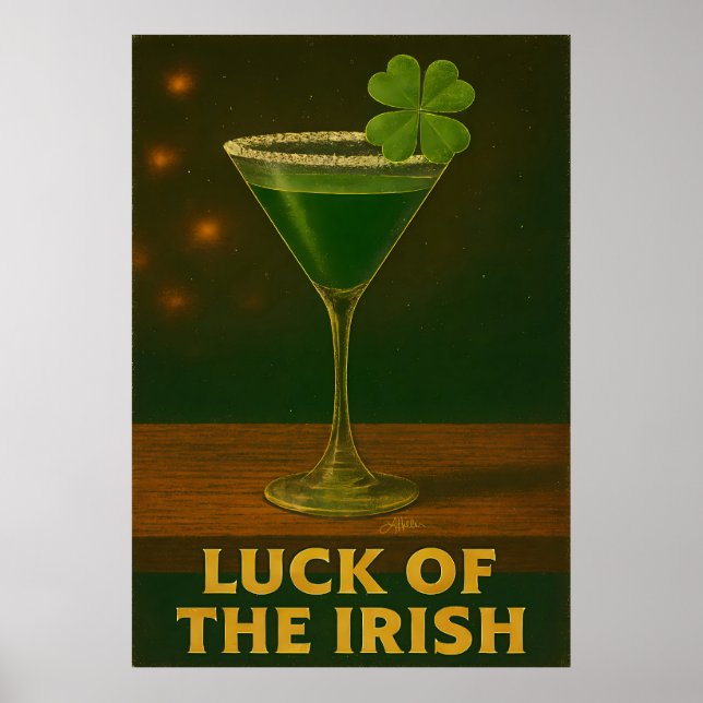 St. Patrick's Day Glück der Iren Klee Martini Poster (Vorne)