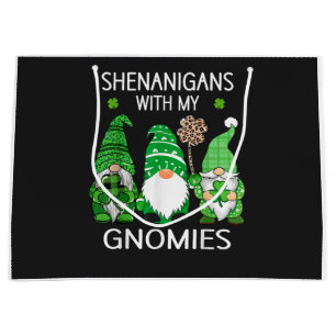 St Patricks Day Glück Shamrock Leopard Gnome Große Geschenktüte