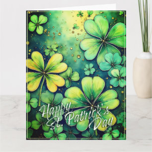St. Patrick's Day Glück - Wasserfarben Shamrocks � Karte