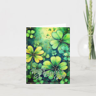 St. Patrick's Day Glück - Wasserfarben Shamrocks � Karte