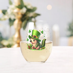 St. Patrick's Day Glückliche Igel Weinglas Ohne Stiel