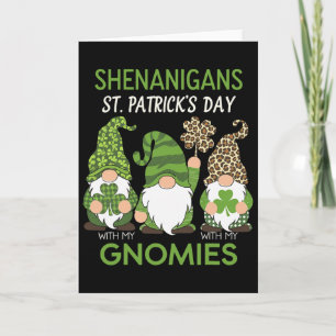 St Patricks Day Glücklicher Shamrock Leopard Gnome Karte