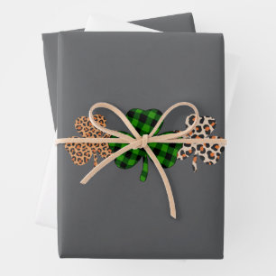 St Patricks Day Glückliches Irisches Grün Kariert Geschenkpapier Set