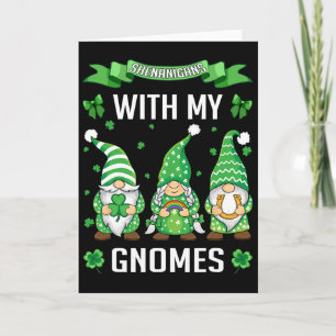St Patricks Day Glückliches Kleeblatt Leopard Gnom Karte