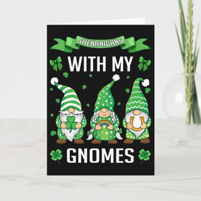 St Patricks Day Glückliches Kleeblatt Leopard Gnom Karte (Vorderseite)