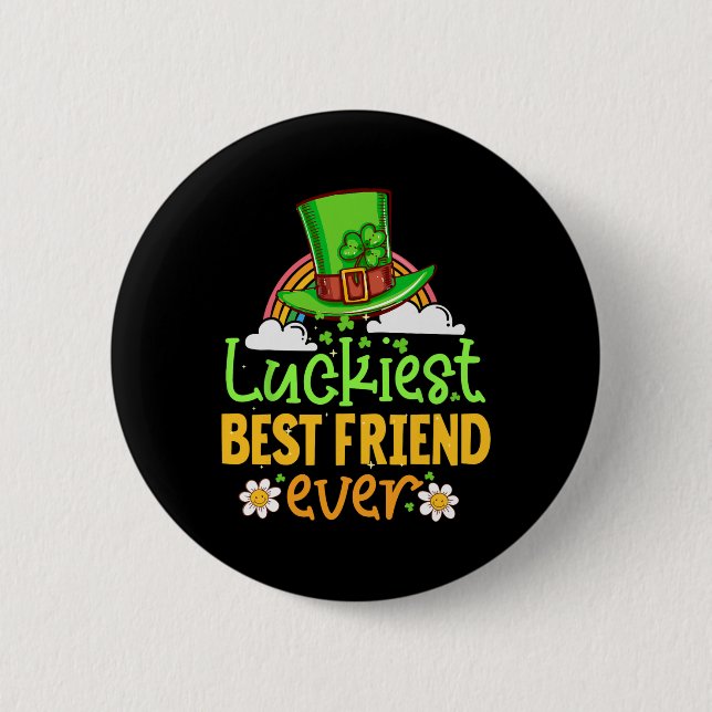 St Patricks Day Glücklichster Bester Freund Ever M Button (Vorderseite)