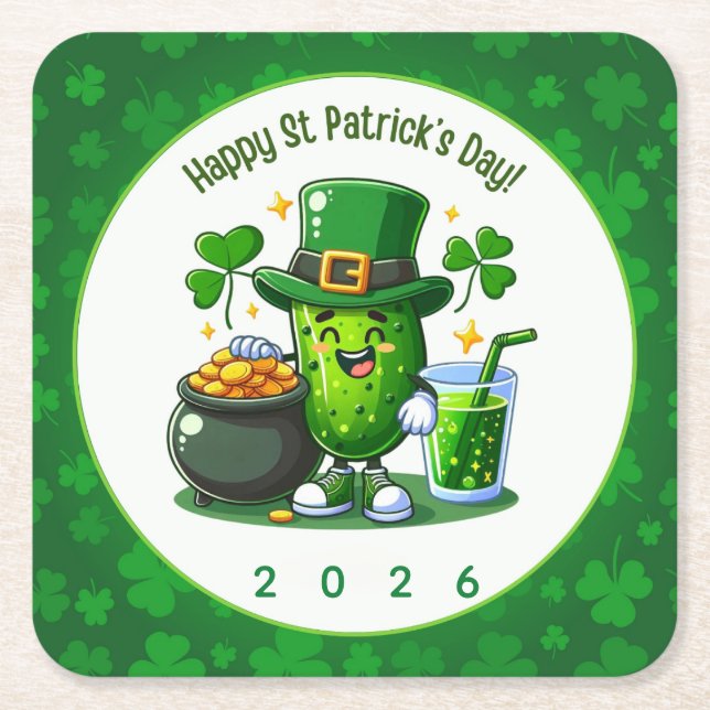 St Patricks Day Glücks Gurke Rechteckiger Pappuntersetzer (Vorderseite)