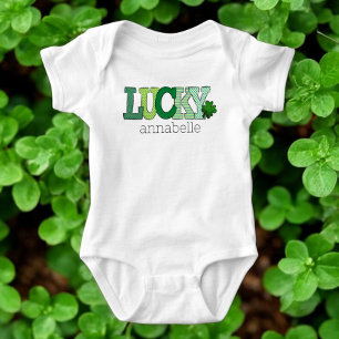 St. Patrick's Day Glücksgrüne Buchstaben Custom Baby Strampler