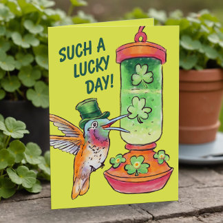 St. Patrick's Day Glücksgrüner Kolibri-Futterplatz Feiertagskarte