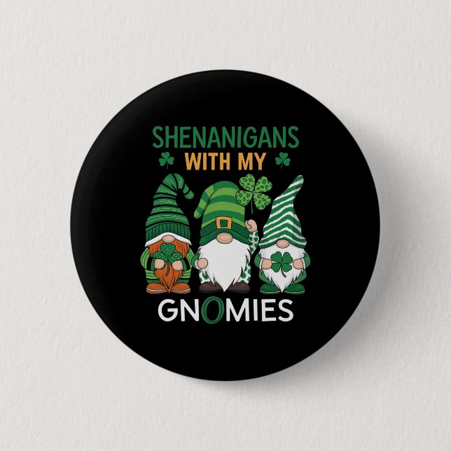 St Patricks Day Glücksklee Leopard Gnome Iris Button (Vorderseite)
