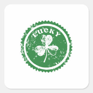 St. Patrick's Day Glücksklee  Quadratischer Aufkleber