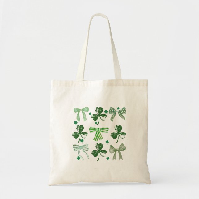 St. Patrick's Day Glücksklee und Schleife Tragetasche (Vorne)