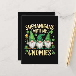 St. Patricks Day Glückskleeblatt-Gnom Ankündigungspostkarte