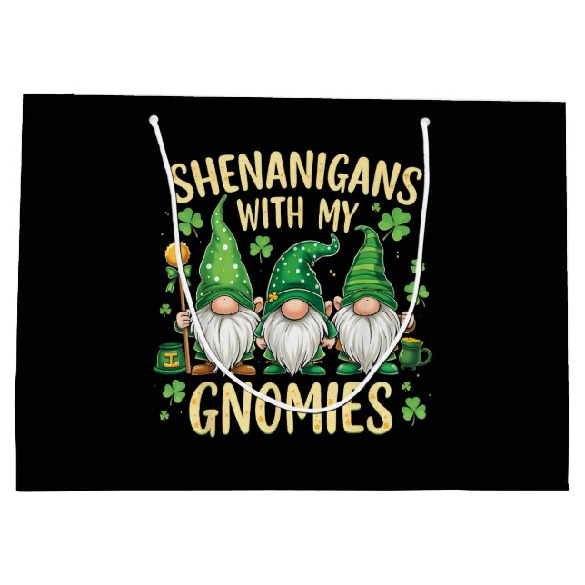 St. Patricks Day Glückskleeblatt Gnom  Große Geschenktüte (Rückseite)