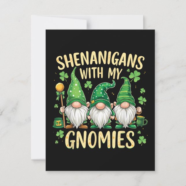 St. Patricks Day Glückskleeblatt-Gnom  Karte (Vorderseite)