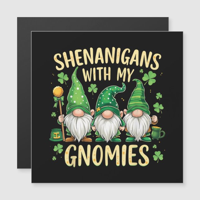 St. Patricks Day Glückskleeblatt-Gnom  Magnetkarte (Vorne/Hinten)