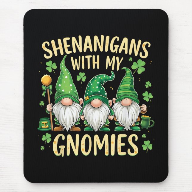 St. Patricks Day Glückskleeblatt-Gnom  Mousepad (Vorne)