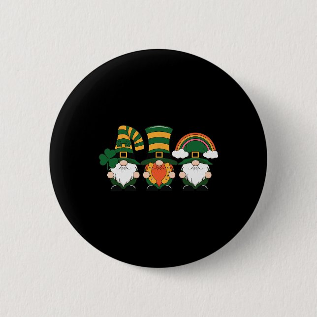 St Patricks Day Glückskleeblatt Irische Gnome Iris Button (Vorderseite)