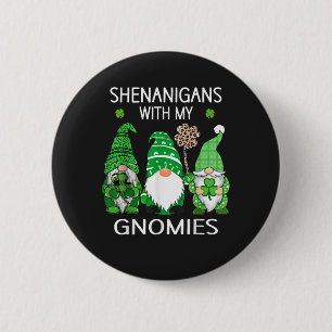St Patricks Day Glückskleeblatt Leopard Gnome Button
