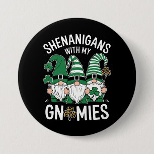 St Patricks Day Glückskleeblatt Leopard Gnome  Button