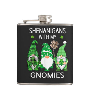St Patricks Day Glückskleeblatt Leopard Gnome Flachmann